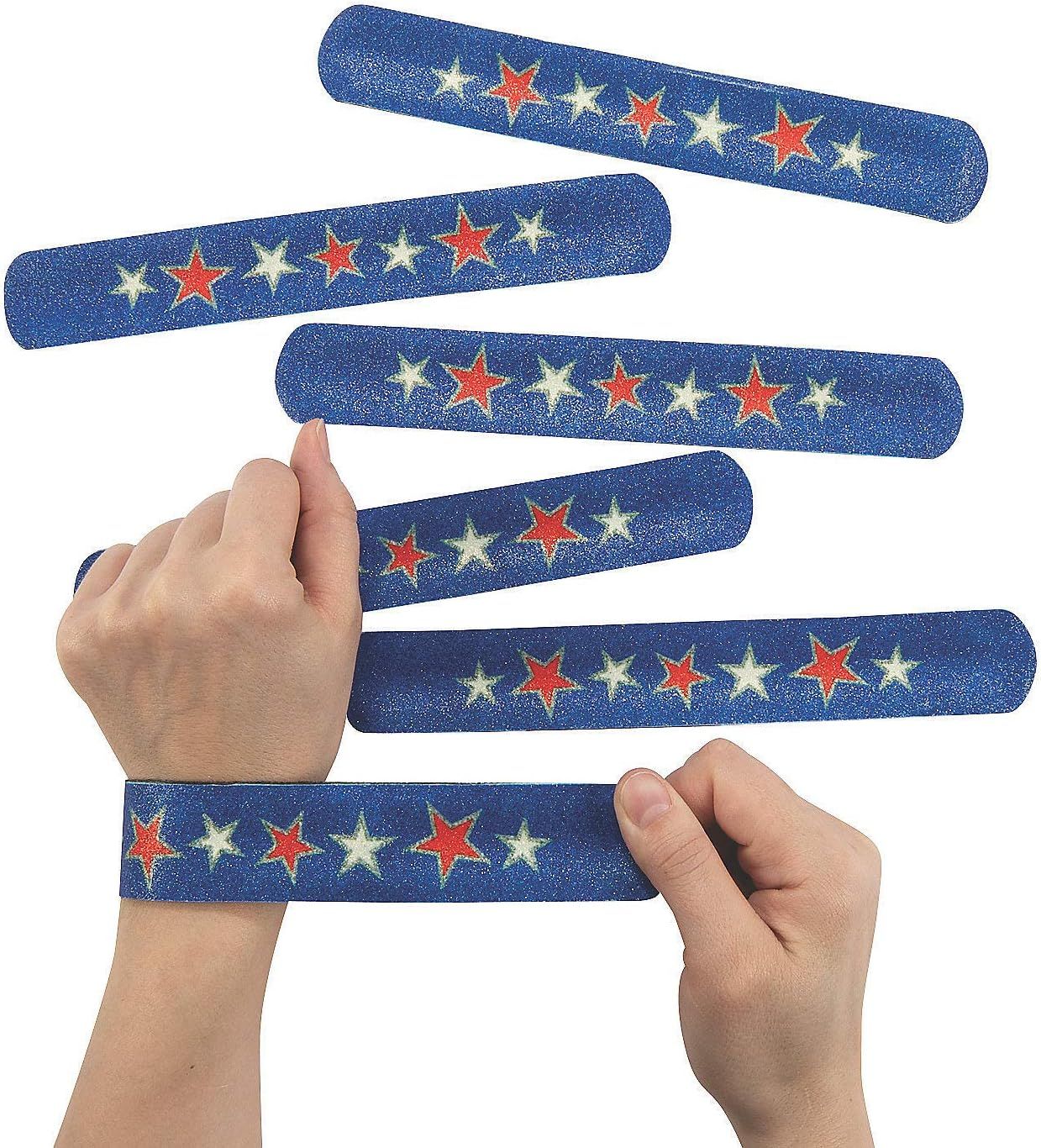 Patriotic Glitter Slap Bracelets - Jewelry - 12 Pieces | Amazon (US)