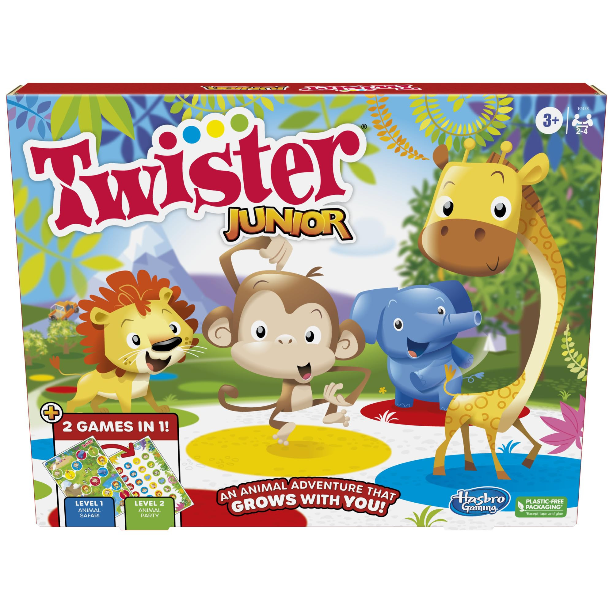 Hasbro Gaming Twister Junior Game, Animal Adventure 2-Sided Mat, 2 in 1 Party Games for Kids Ages... | Amazon (US)