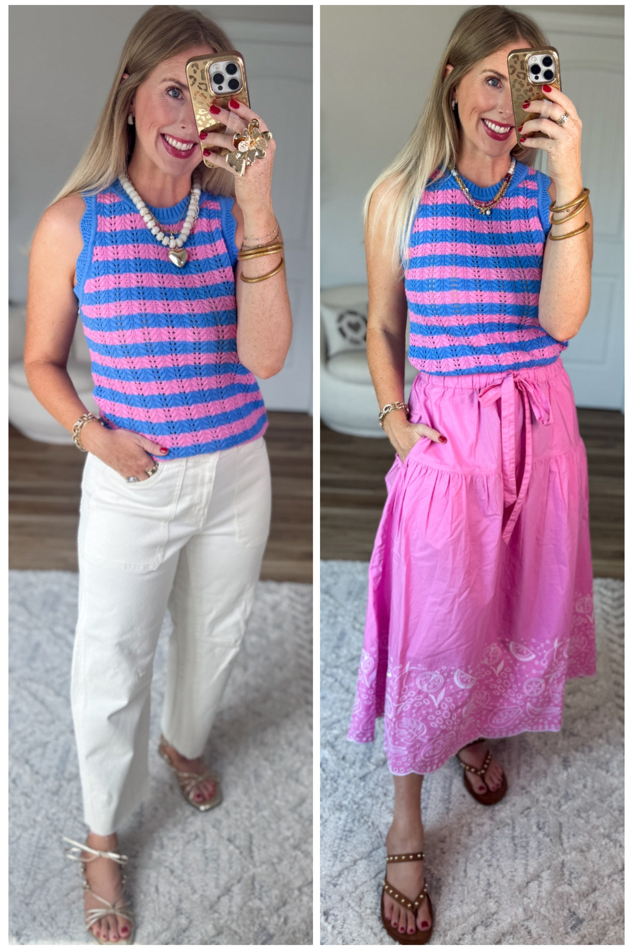 2 ways to wear this blue and pink stripe sweater tank from Walmart!

#LTKootd #LTKmomlife