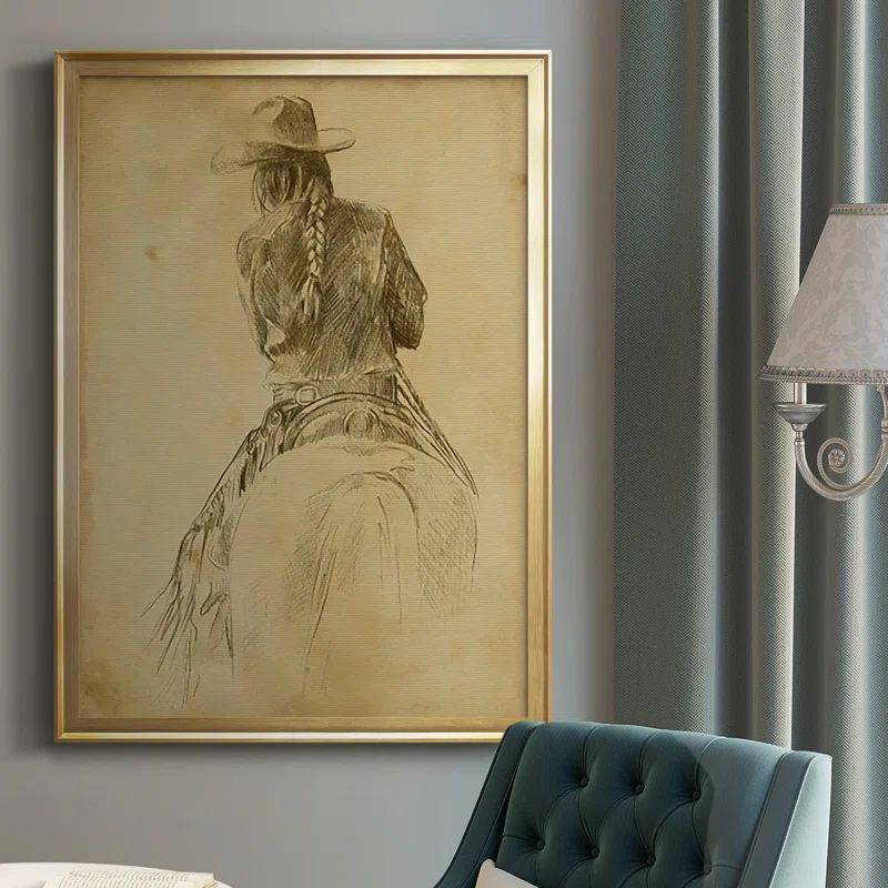 Cowgirl On Horseback I Framed On Paper Painting | Wayfair North America