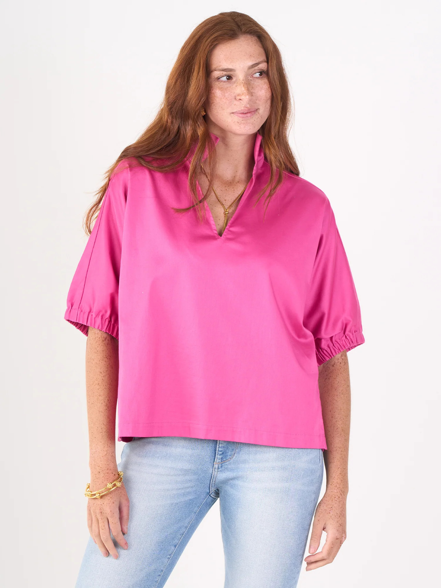 Poppy Top in Fuchsia Fedora Cotton Poplin – Emily McCarthy | Emily McCarthy