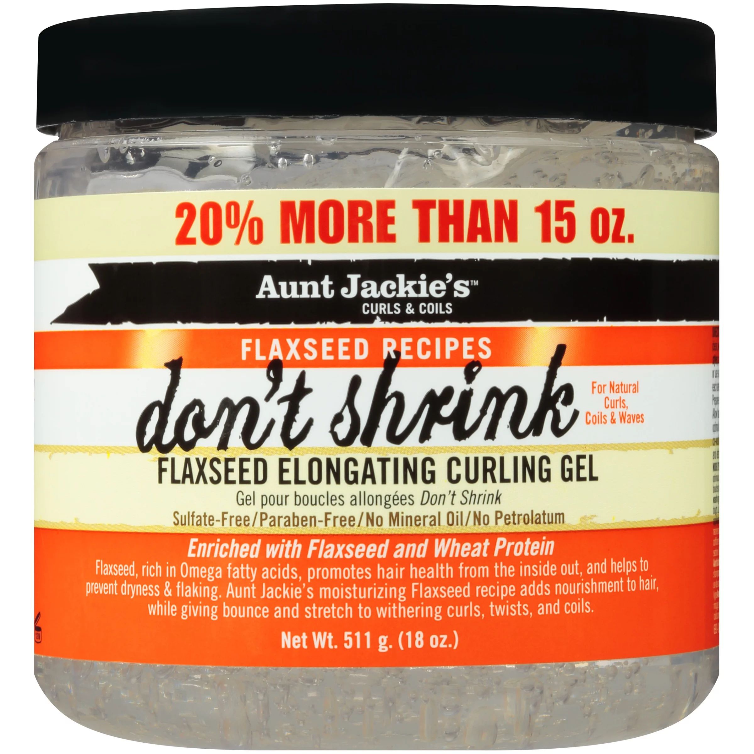 Aunt Jackie's Curls & Coils Flaxseed Recipes Don't Shrink Flaxseed Elongating Curling Gel 18 oz. ... | Walmart (US)