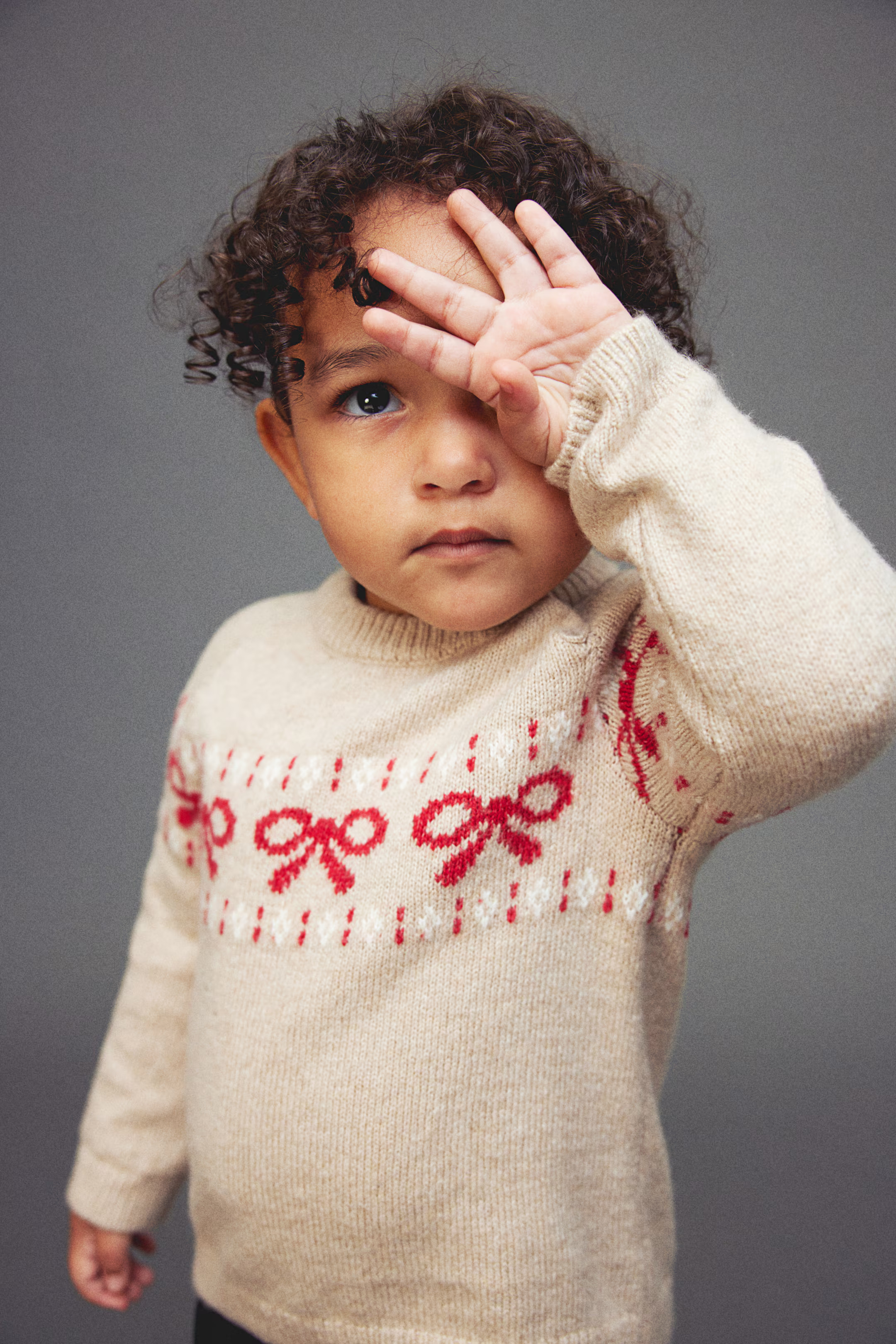 Jacquard-Knit Sweater - Light beige/bows - Kids | H&M US | H&M (US + CA)
