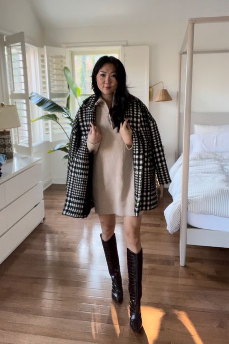 The weather has unexpectedly gotten warm here. A perfect excuse to wear a sweater dress with no tights (gasp!) and some boots 😉 

#LTKunder100 #LTKshoecrush #LTKstyletip