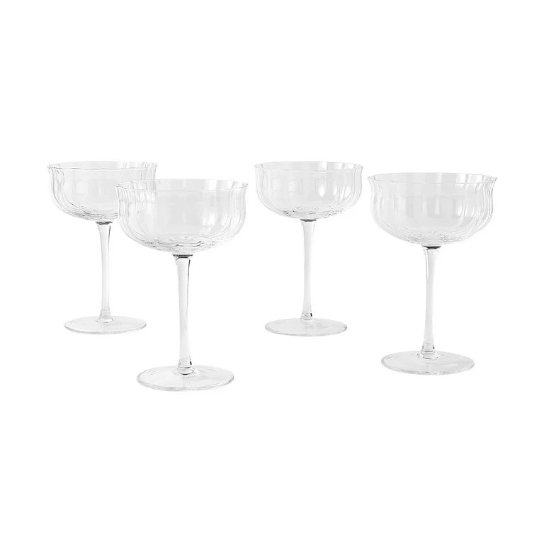 The Pioneer Woman Colette 8-Ounce Scalloped Cocktail Glasses, Clear, Set of 4 | Walmart (US)