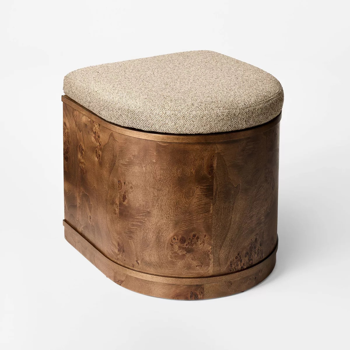 Burled Wood Upholstered Storage Ottoman Dark Brown - Threshold™ designed with Studio McGee | Target
