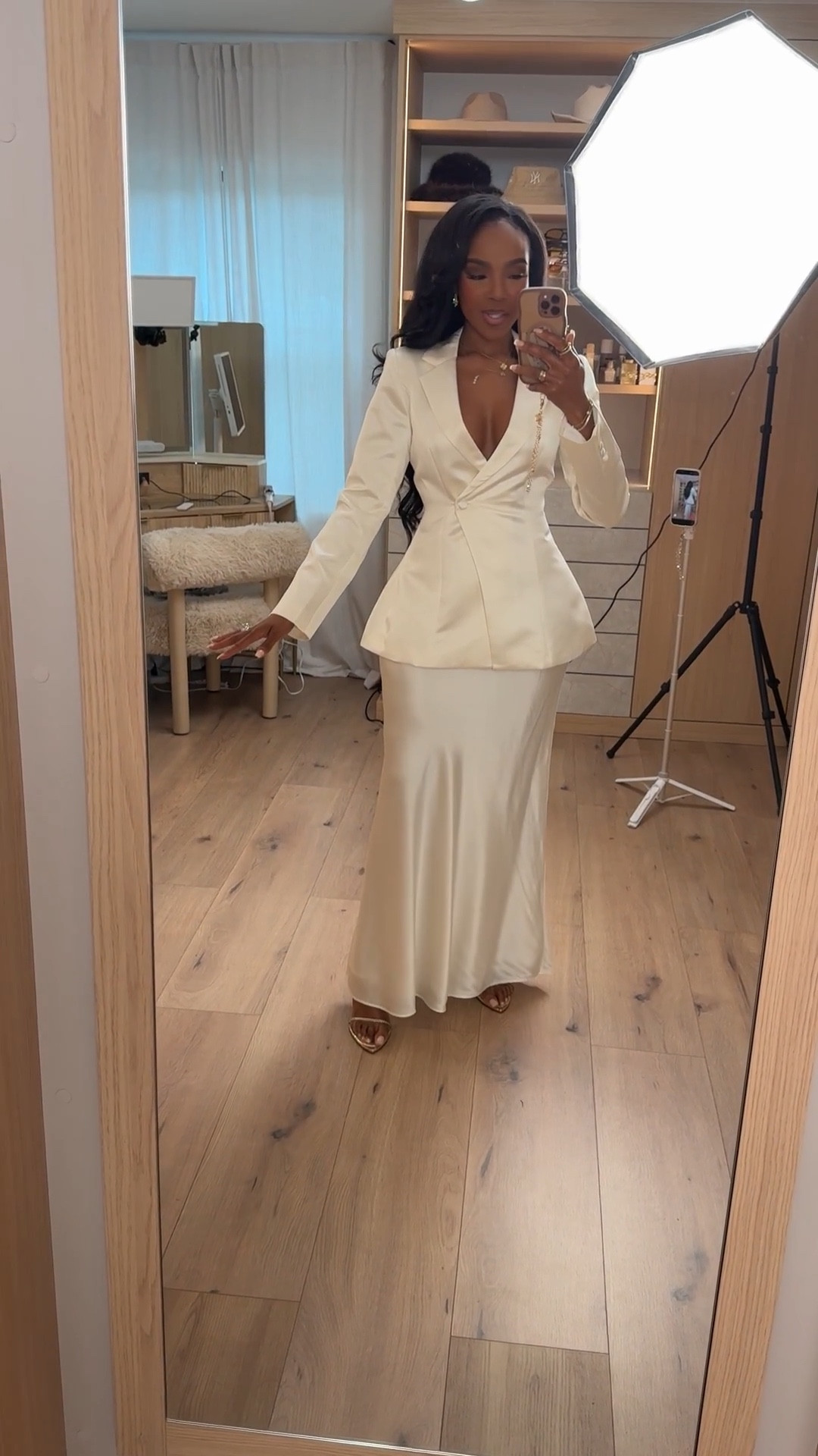 ✨ Luxe Cream Meshki Set — This satin skirt paired with the fitted blazer-style top is the definition of quiet luxury. The silhouette is clean, elegant, and effortlessly elevated… perfect for holiday events when you want to look polished without trying too hard.

Perfect for winter galas, evening dinners, and holiday parties.

📏 Sizing: Wearing size Small in both pieces.

Meshki outfit ideas, cream satin skirt set, holiday elegance, quiet luxury styling, formal winter outfit inspiration.

Follow me on Instagram and YouTube @kirasfashionfinds

#LTKootd #LTKvlog #LTKHoliday