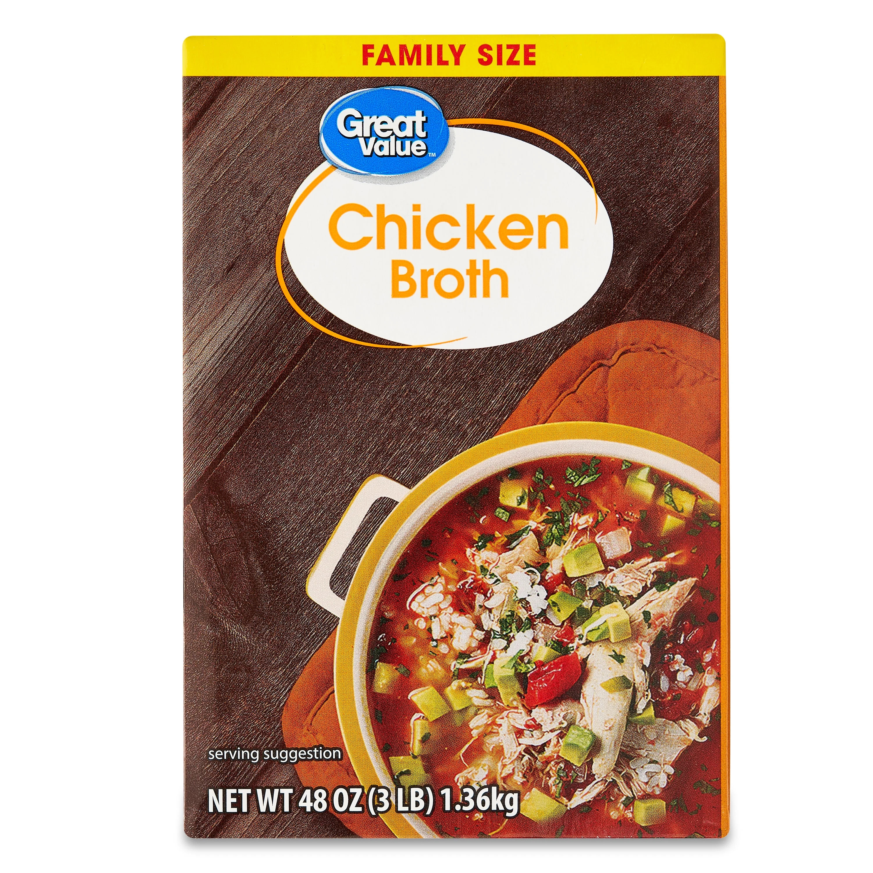 Great Value Family Size Chicken Broth, 48 oz Carton, Shelf-Stable/Ambient, Gluten-Free | Walmart (US)
