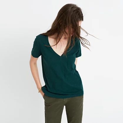 Whisper Cotton V-Neck Pocket Tee | Madewell