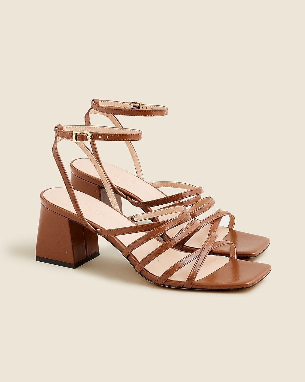 Layne strappy-sandal heels in leather | J. Crew US