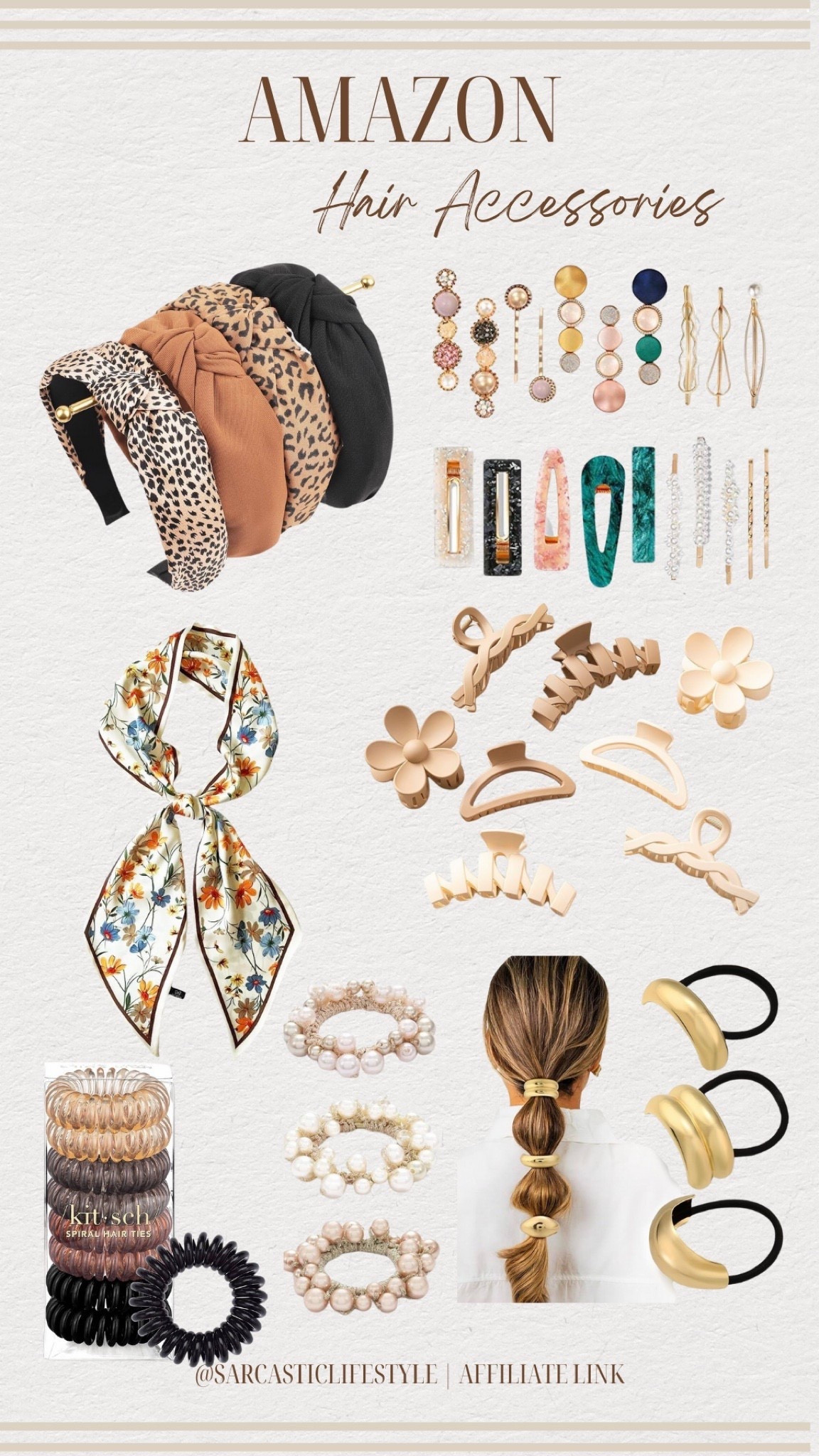 Amazon hair accessories.

Headband. Hair clip. Hair ties. Head scarf.

#LTKootd #LTKgrwm #LTKdayinmylife