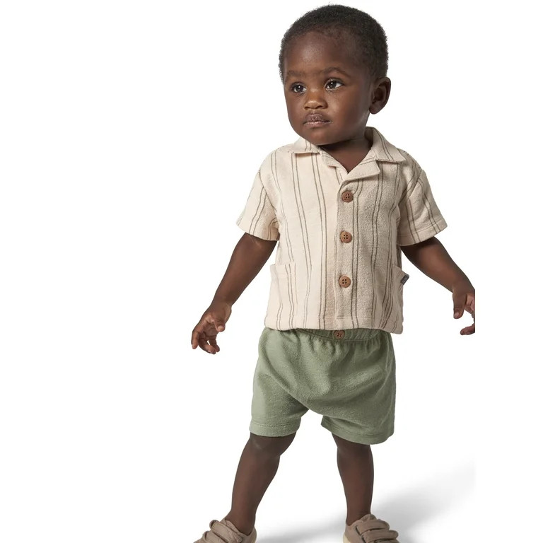 Modern Moments by Gerber Baby Boy Shirt and Short Outfit Set, 2-Piece, Sizes 0/3 Months - 24 Mont... | Walmart (US)