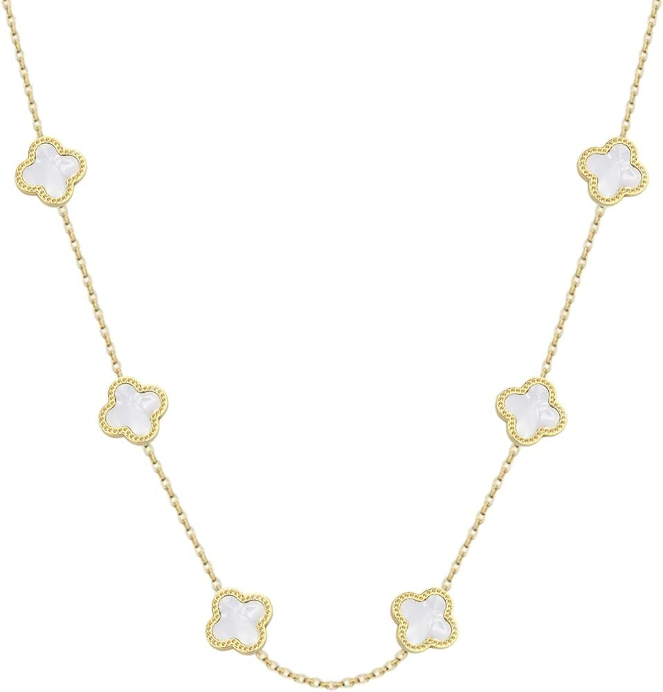 Four Leaf Clover Choker Necklace | 18K Gold Plated Clover Necklace for Women | Lovely Gift | Amazon (US)