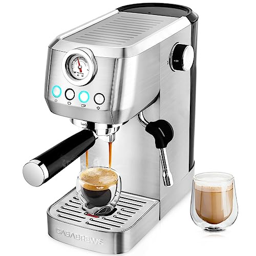 CASABREWS Espresso Machine 20 Bar, Stainless Steel Espresso Maker With Steam Milk Frother, Coffee Machine Cappuccino Latte Machine With 43.9 oz Removable Water Tank | Amazon (US)