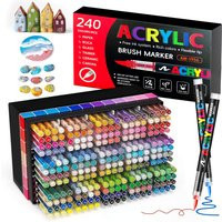 240 Colors Acrylic Paint Markers Soft Brush Tip Acrylic Markers Set Paint Pens for Wood Fabric Canvas Glass Canvas Rock Painting | AliExpress (US)