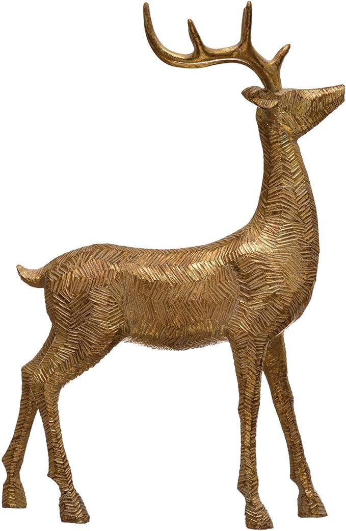 Creative Co-Op 8-1/2"L x 12-1/2"H Resin Standing Deer, Gold Finish Figures and Figurines, Multi | Amazon (US)