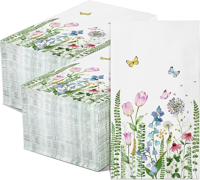 Eaasty 200 Pack Floral Paper Napkins 3 Ply Disposable Napkins Guest Napkins Spring Bathroom Flowe... | Amazon (US)