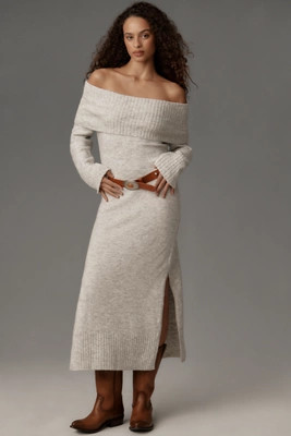 Daily Practice Off-Shoulder Foldover Midi Sweater Dress | Anthropologie (US)