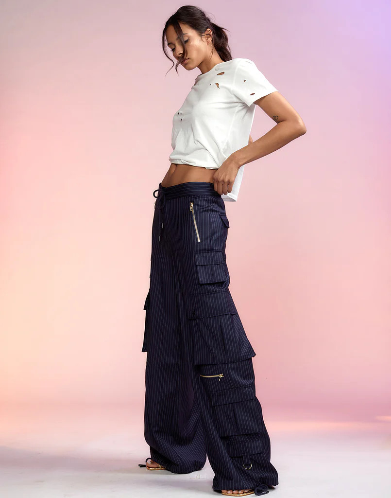 Pinstripe Cargo Pants | Cynthia Rowley