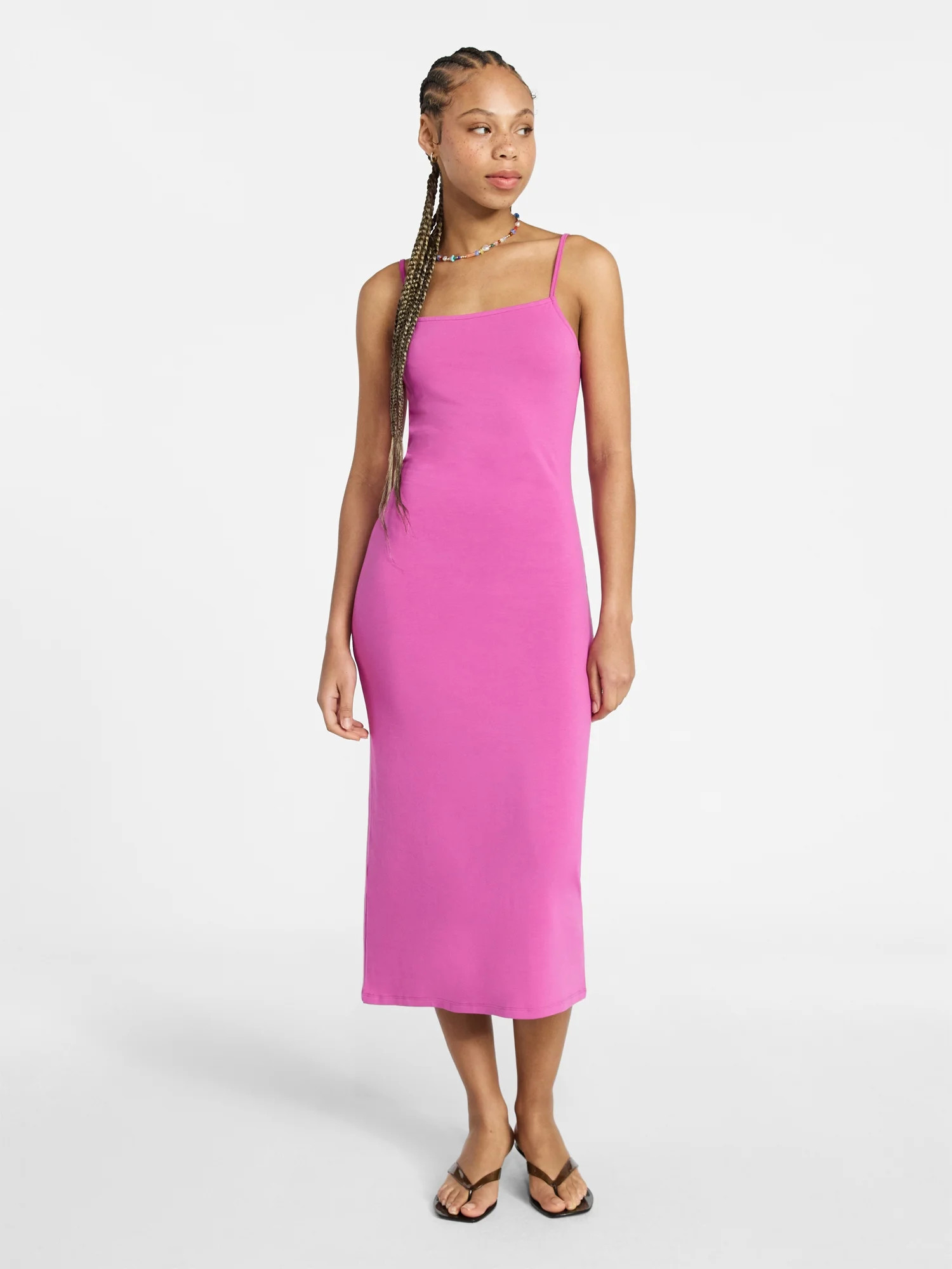 No Boundaries Sleeveless Square Neck Midi Dress, Women's & Women's Plus Sizes XXS-4X | Walmart (US)