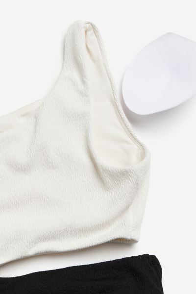 Padded-cup High-leg Swimsuit - Black/white - Ladies | H&M US | H&M (US + CA)