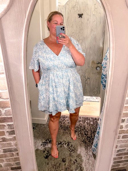 A floral romper but with a skirt over the shirts. Super flowy and perfect for a cute summer outfit. 

#LTKOver40 #LTKPlusSize #LTKSeasonal