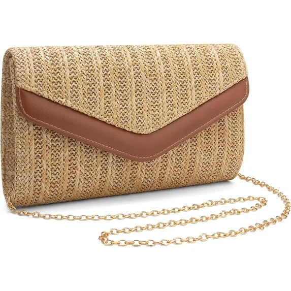 Straw Clutch Purse for Women Envelope Clutch Handbags for Summer Beach Evening Shoulder Crossbody... | Walmart (US)