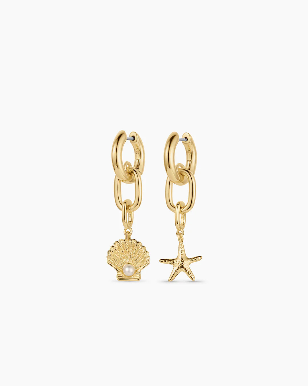 Shell Pearl & Starfish Charm Huggies | gorjana