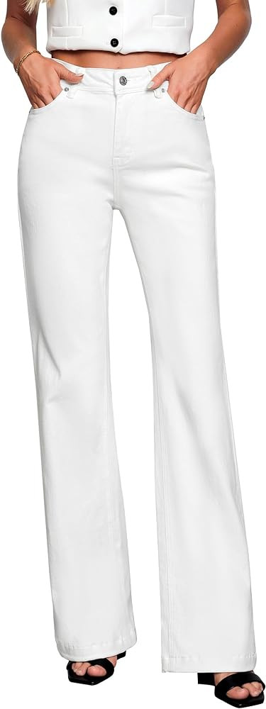 GRAPENT Womens Flare Jeans High Waisted Wide Leg Baggy Jean for Women Stretch Denim Pants | Amazon (US)