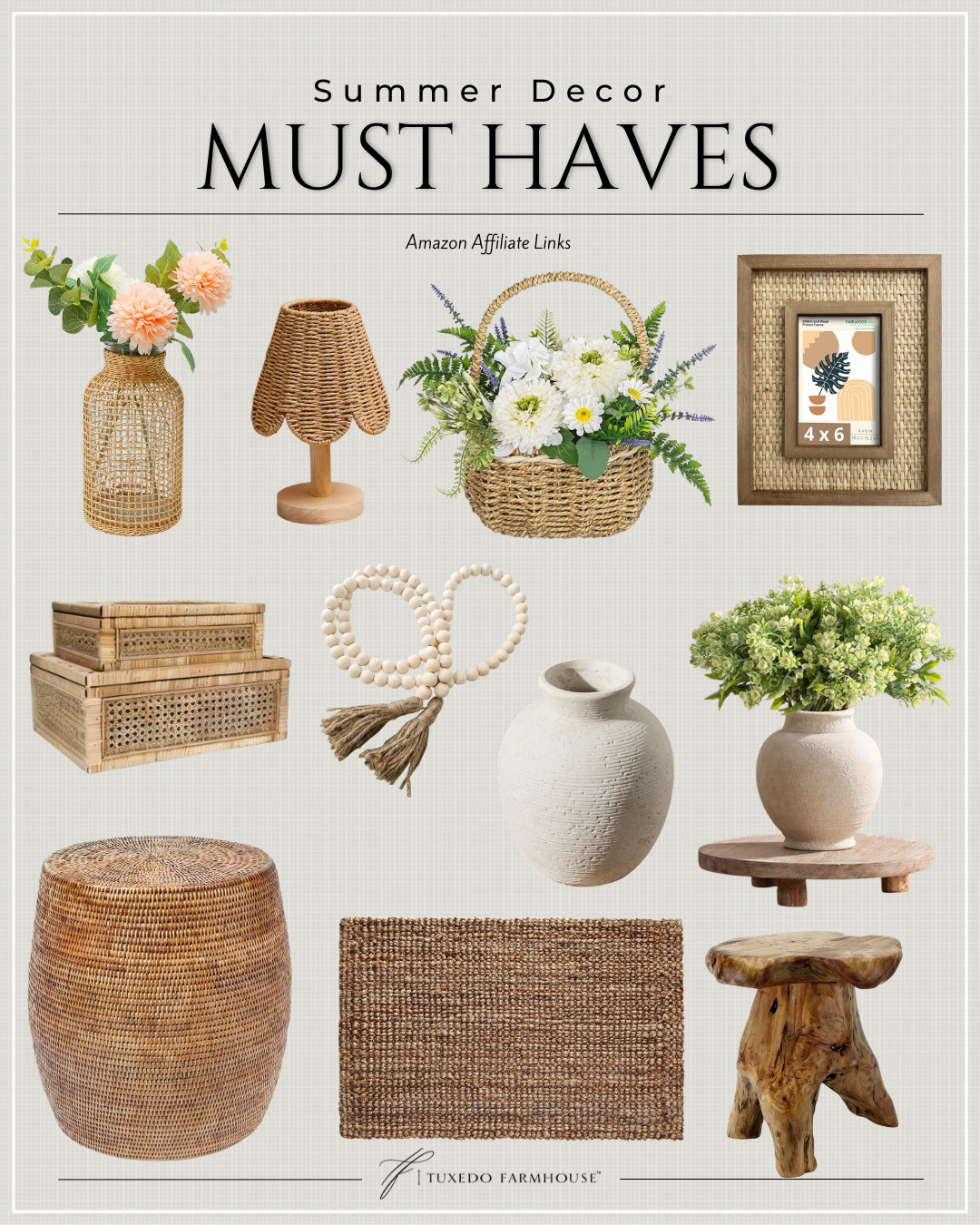 If you're looking to give your home that effortless summer feel, these are the pieces I keep reaching for year after year. Natural textures, woven accents, soft greenery, and warm wood tones instantly make a space feel lighter, brighter, and ready for the season.

From rattan lamps and decorative boxes to textured vases, woven frames, and faux florals that look surprisingly real, these finds add the perfect layer of warmth and character without a complete room makeover. 

 #LTKSeasonal #LTKHome #LTKSaleAlert