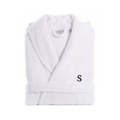 Linum Home Textiles 100% Turkish Cotton Adult Personalized Terry Bathrobe in Black Bookman Font , White/Black , Small/Medium-S | Target