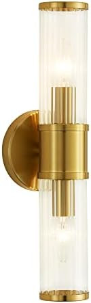 Glass Vanity Lights for Bathroom Lighting Fixtures Linour Brass Color Wall Sconce Contemporary Wa... | Amazon (US)