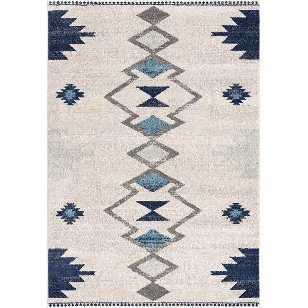 Rashard Flatweave Performance Gray/Blue Rug | Wayfair North America