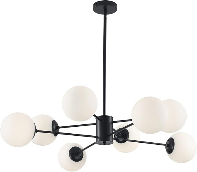 KCO Lighting Black Sputnik Chandelier Ceiling Mount 8-Light Glass Globe Sputnik Chandelier Mid Ce... | Amazon (US)