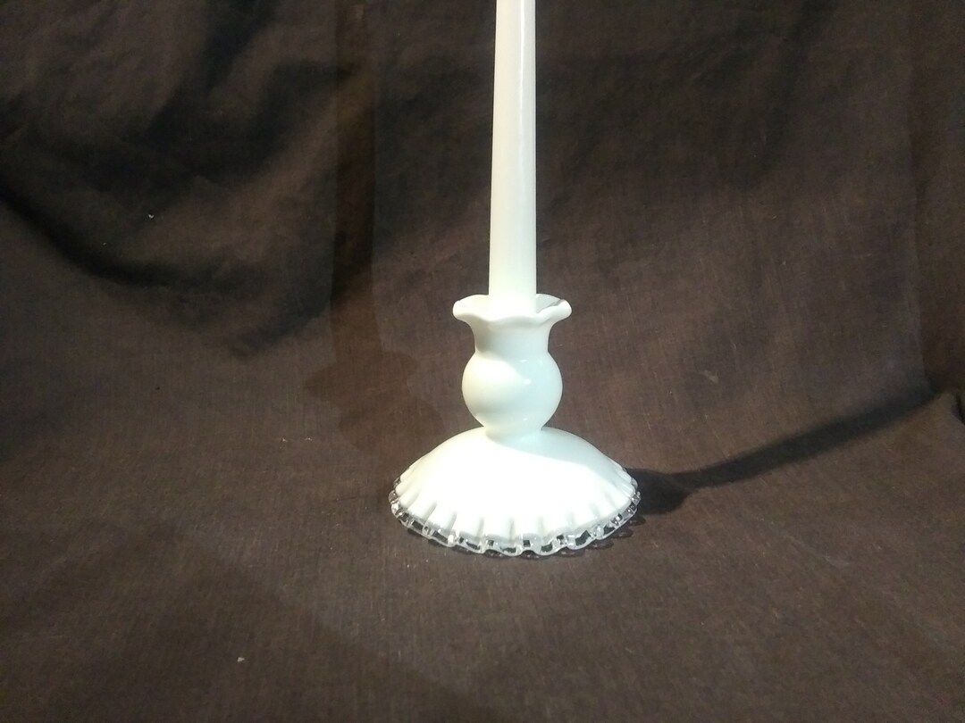 Fenton Silvercrest white milk glass 4 inch candlestick holder with Free Shipping! | Etsy (US)