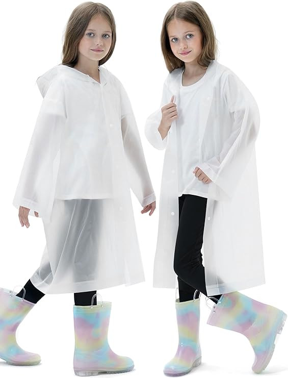 2 Pack Reusable Waterproof Raincoat EVA Emergency Rain Ponchos One Size Rain Jacket for Children,... | Amazon (US)