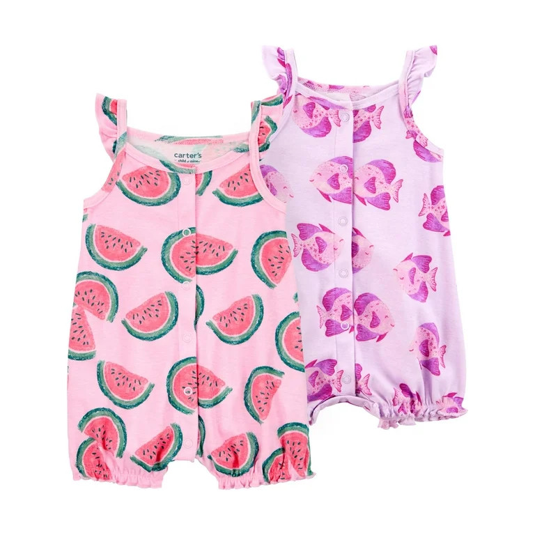 Carter's Child of Mine Baby Girl Romper, 2-Pack, Sizes 0/3-24 Months | Walmart (US)