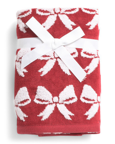 2Pk All Over Bows Hand Towels, Cotton | TJ Maxx