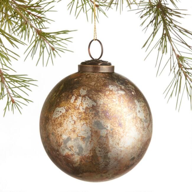 Pier Place Antique Gold Glass Ball Ornament | World Market