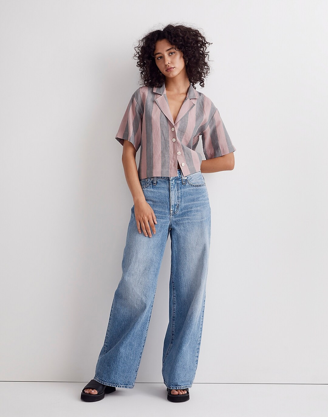100% Linen Resort Shirt in Springy Stripe | Madewell
