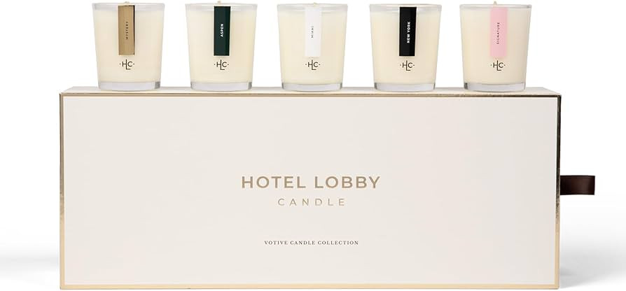 Hotel Lobby Votive Candle Set – 5×2.5oz 100% Soy Wax with Signature, New York, Miami, Aspen, a... | Amazon (US)