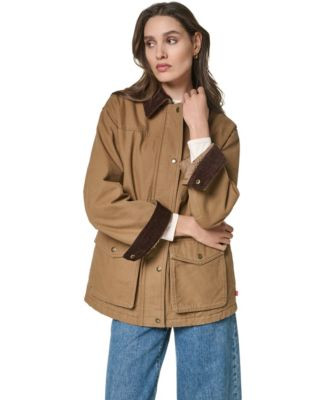 Levi's Women's Anorak Corduroy Collar Denim Coat - Brown | Macy's