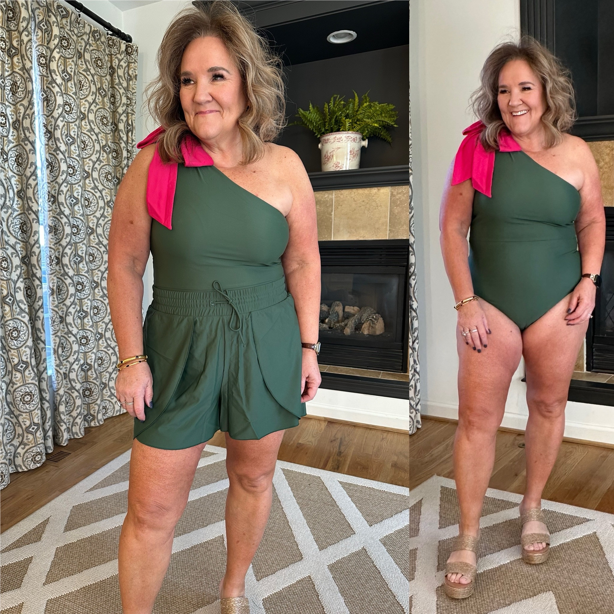 This elevated sidestroke suit is very comfortable, provides great coverage, and pretty! Love the bow! 
The shorts are an easy on and off. Wear them in the water or just to and from the pool. 
Shorts size XL. They are roomy. But I like them a bit big. Suit is a size 14. 

Swimwear, spring break, vacation outfit

#LTKover40 #LTKswim #LTKfindsunder100