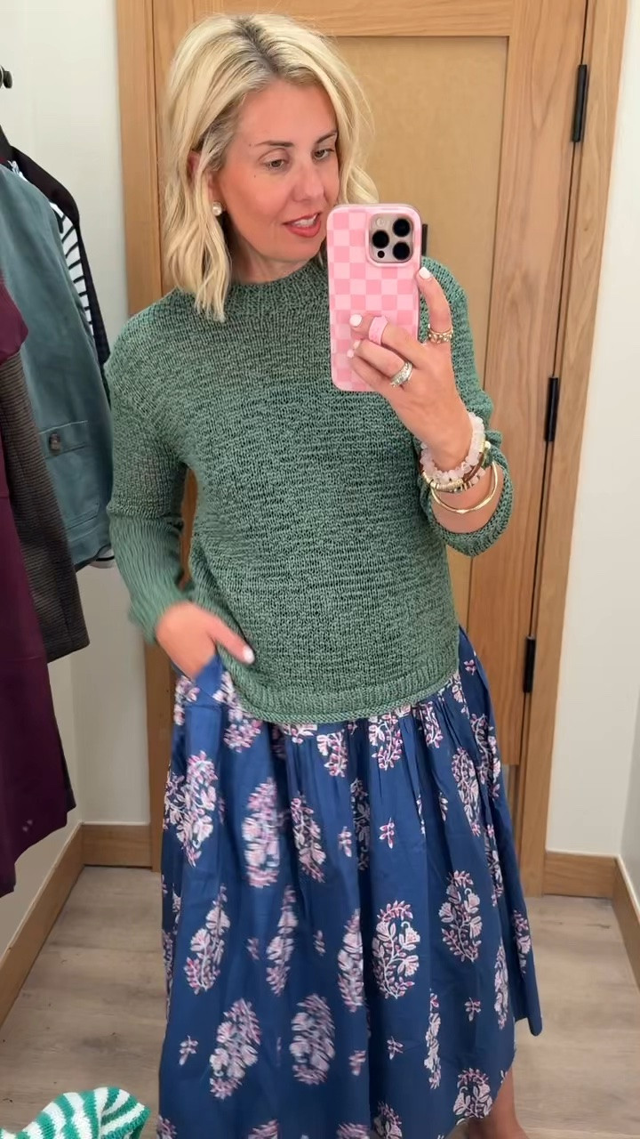This is how you take a summer dress into fall! ￼

Sizing:
Sweaters - 4 
Collared Dress - 2 
Midi Dress - 0
Pants & Jeans - 26P
Blazer - 2 
Green Jacket - small
Plaid Jacket - xs

#LTKdayinmylife #LTKmomlife #LTKOver40