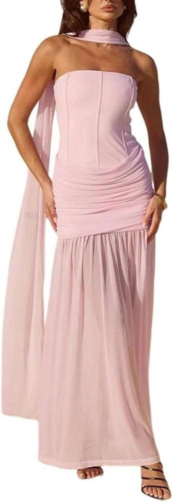 Women Off-Shoulder Sexy Maxi Gown Sleeveless Backless Long Evening Party Dress | Amazon (US)