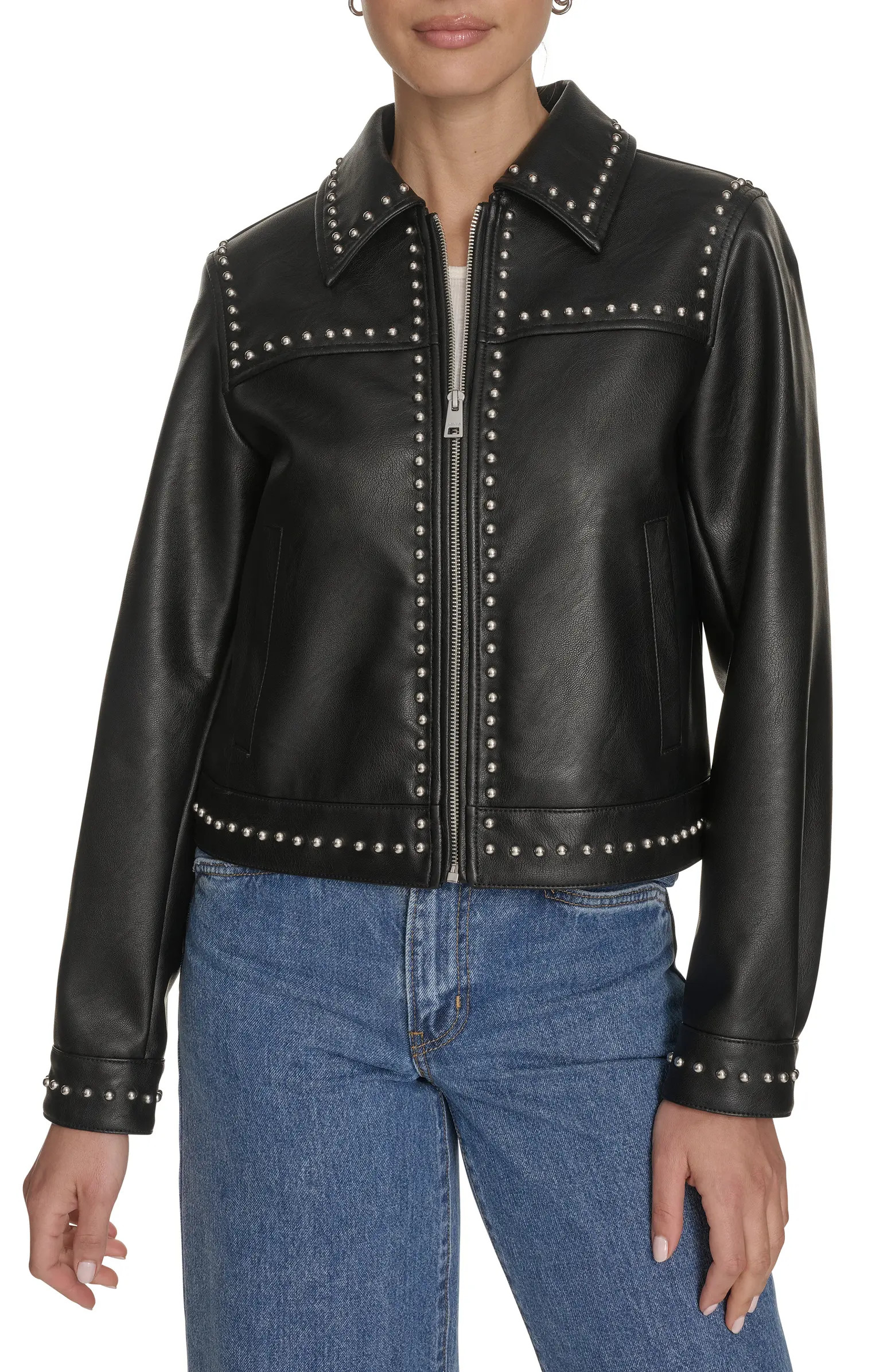 Studded Faux Leather Jacket | Nordstrom