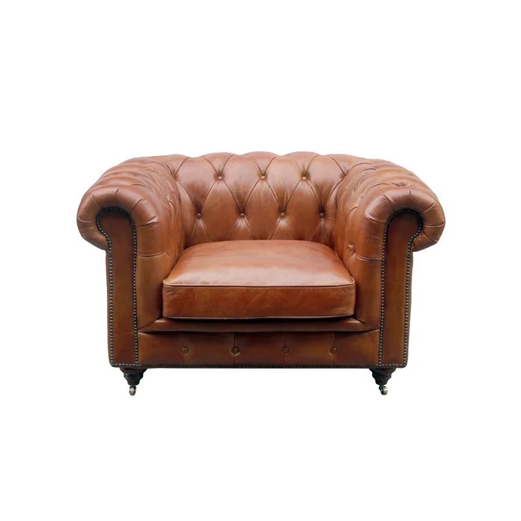 Solid Wood Genuine Leather Chesterfield Chair | Wayfair North America