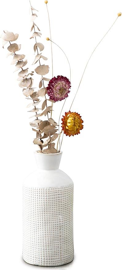 Jojuno Gray White Finish Ceramic Flower Vase Home Decor Vase and Table Centerpieces Vase for Frie... | Amazon (US)