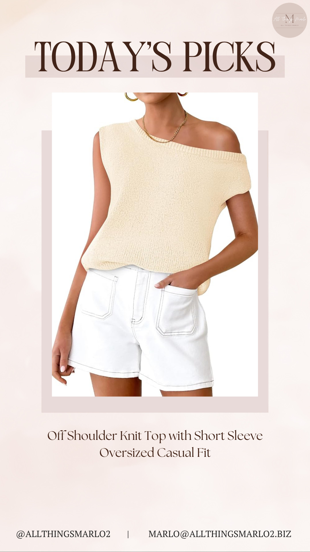 Off Shoulder Knit Top with Short Sleeve Oversized Casual Fit 

 #LTKSeasonal #LTKWorkwear #LTKTravel