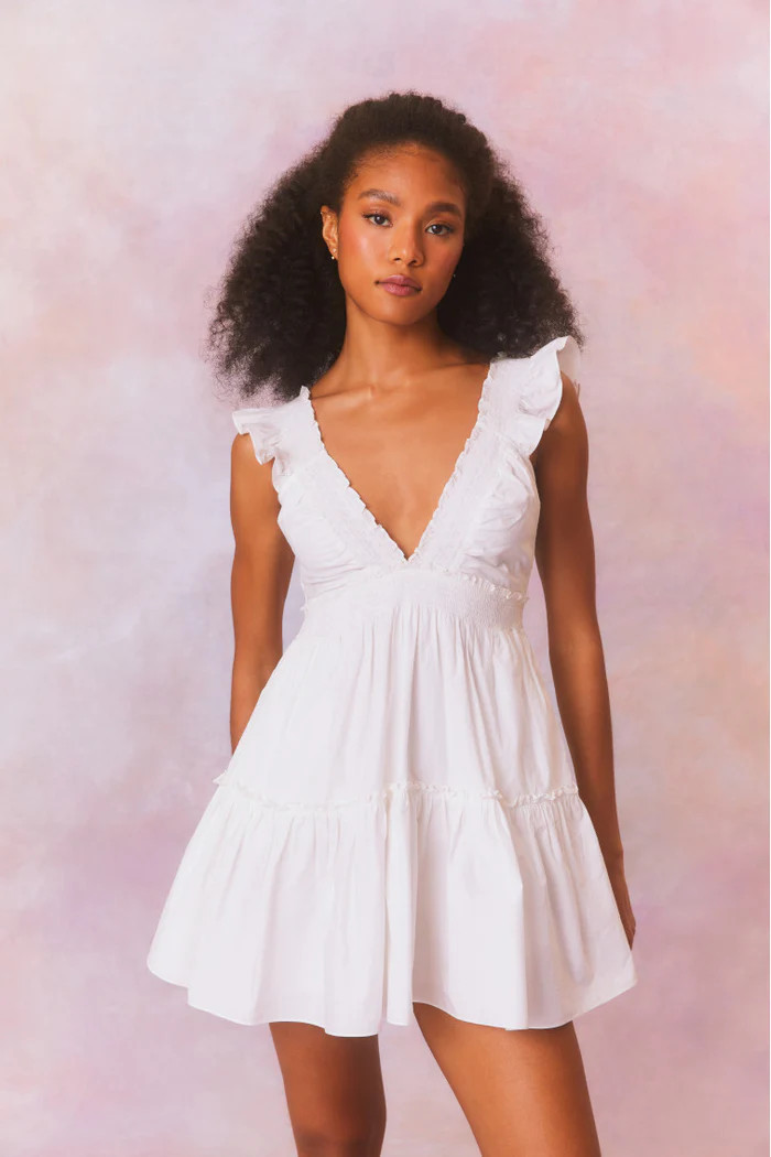 Poplar Flutter Sleeve Mini Dress | LoveShackFancy